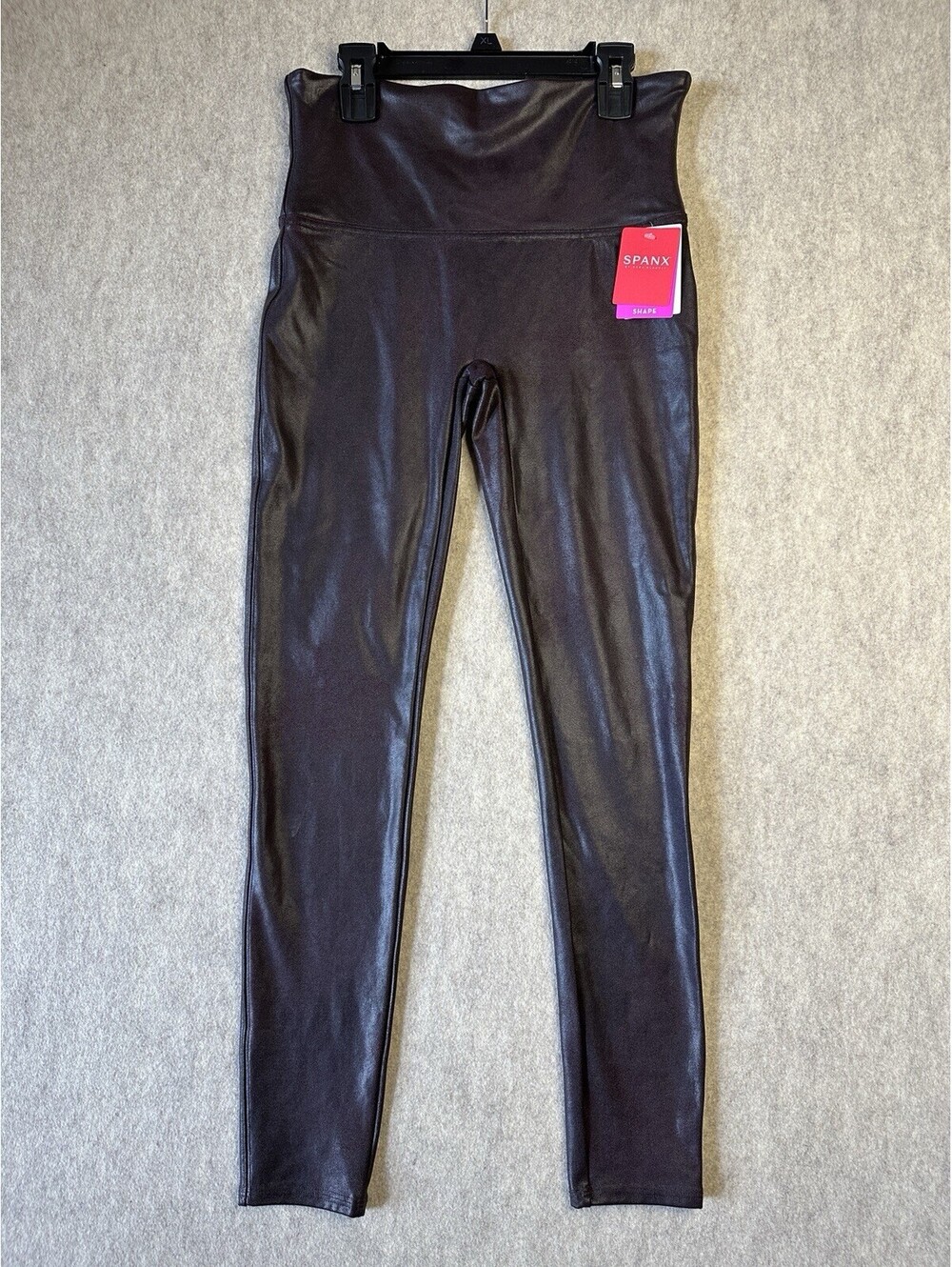 SPANX Faux Leather Leggings High Rise ShapingLeggings in Wine Sz Large